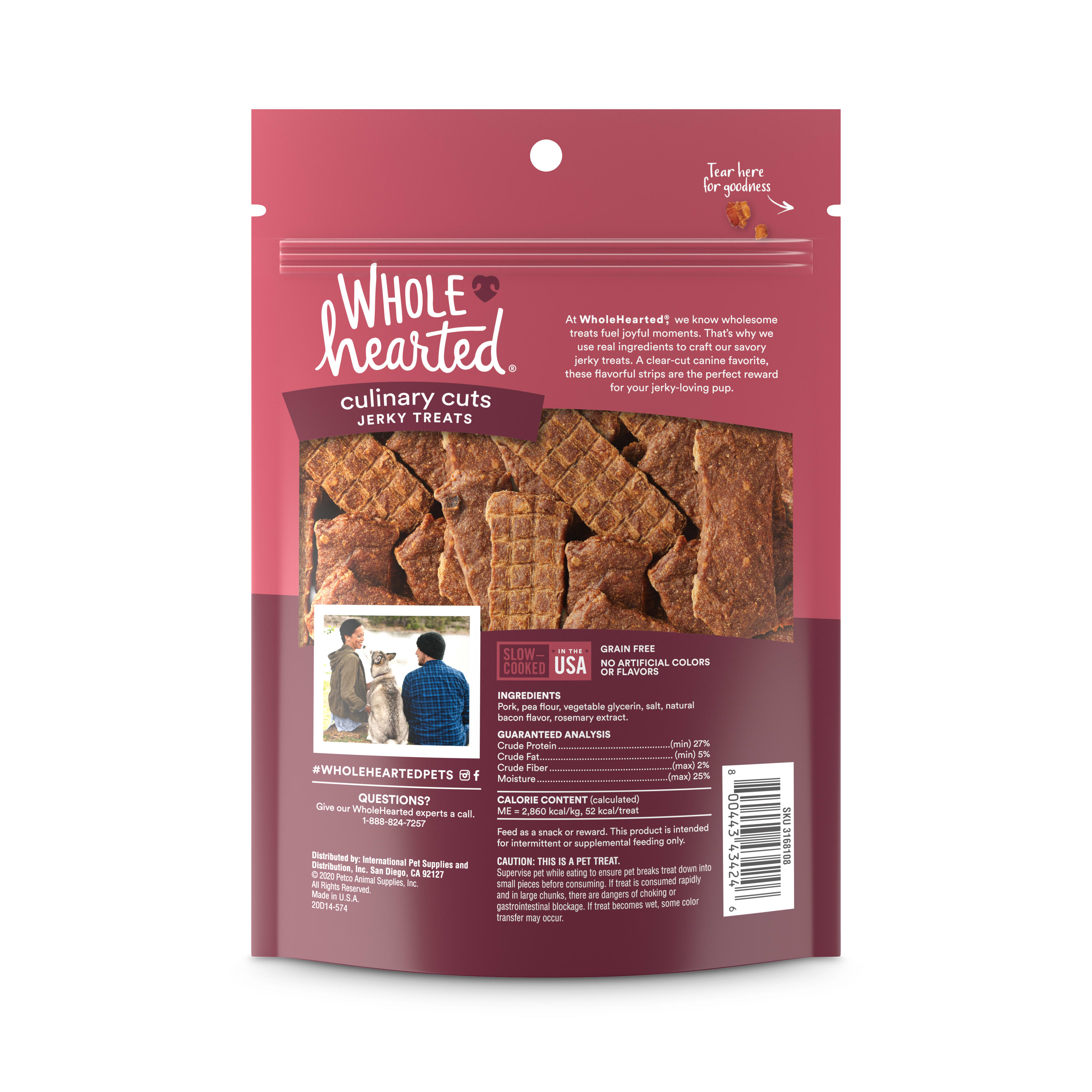 WholeHearted Culinary Cuts Thick Cut Bacon Recipe Jerky Dog Treats， 16 oz.