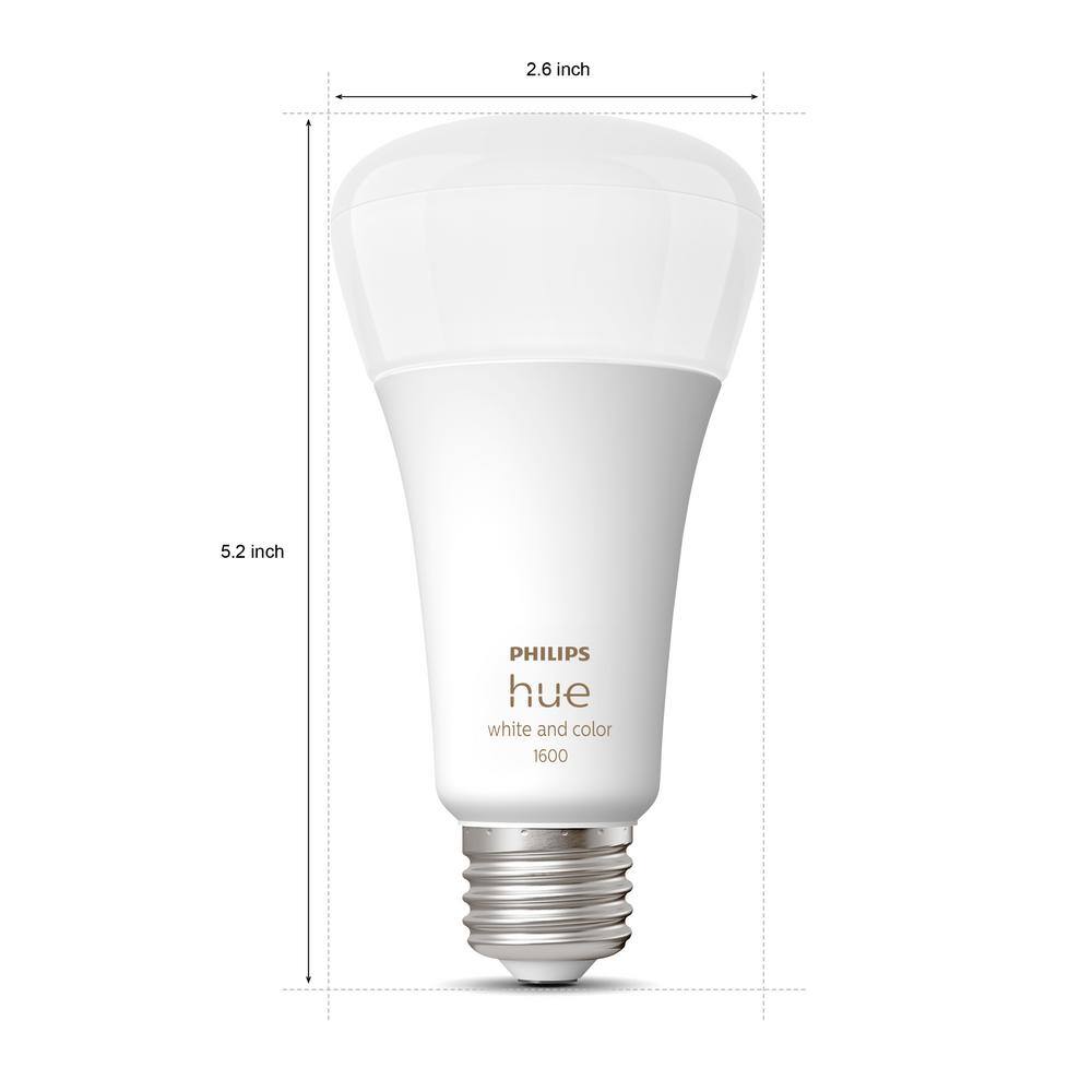 Philips Hue 100-Watt Equivalent A21 Smart LED Color Changing Light Bulb with Bluetooth (1-Pack) 562982