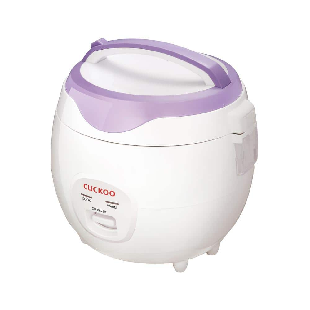 Cuckoo 3.2 qt. 6-Cup White/Violet Electric Rice Cooker and Warmer CR-0671V