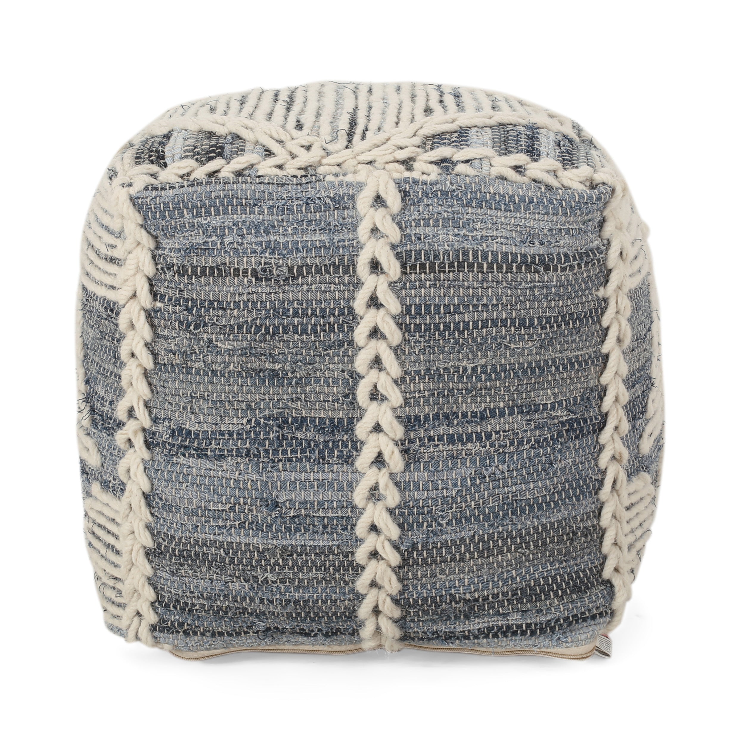 Calera Handcrafted Boho Fabric Cube Pouf