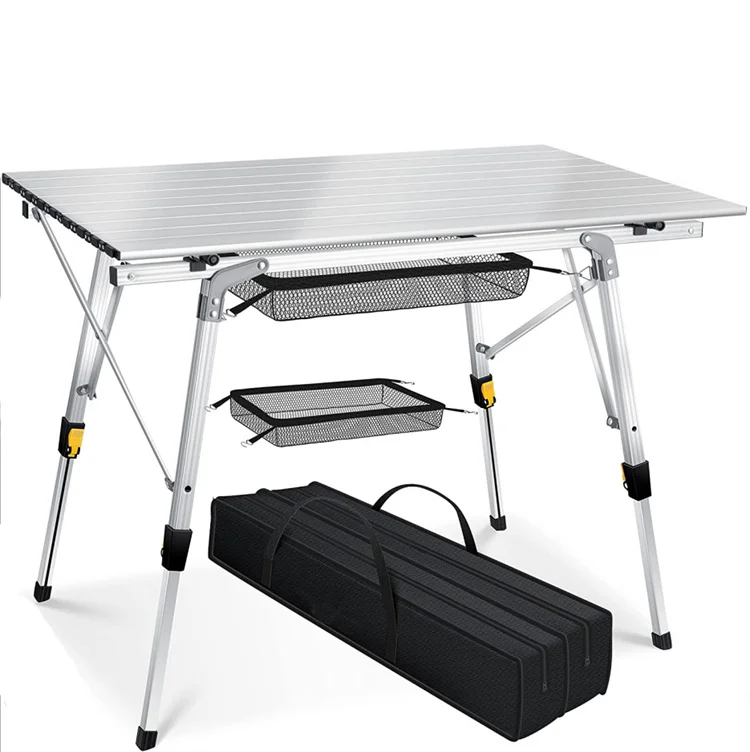 High Quality Multifunctional Heavy Duty Camping Table Portable Adjustable Roll up Aluminum Frame Outdoor Tables