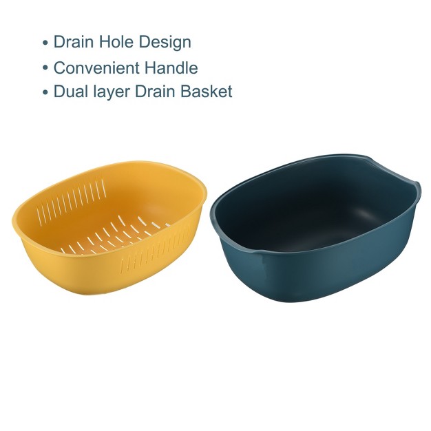 Unique Bargains Kitchen Colander Bowl Strainers Plastic Double Layered Drain Basket