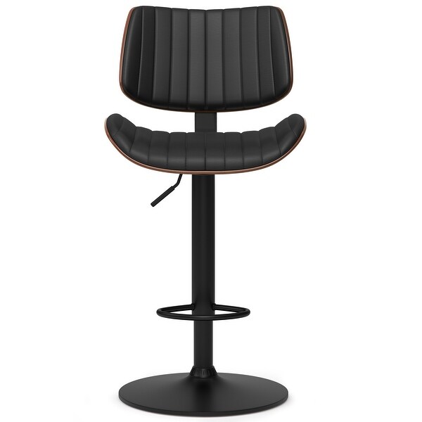 WYNDENHALL Annie Mid Century Modern Adjustable Bar Stool in Black Faux Leather - 20.5