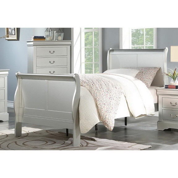 Acme Louis Philippe III Twin Bed in Platinum 26710...