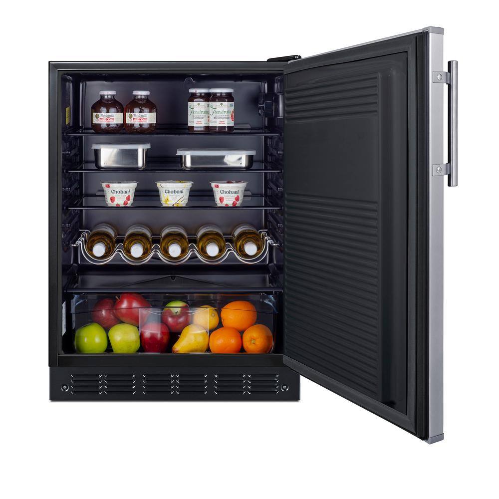 Summit Appliance 24 in. W 5.3 cu.ft. Mini Refrigerator without Freezer in Stainless Steel FF708BLSS