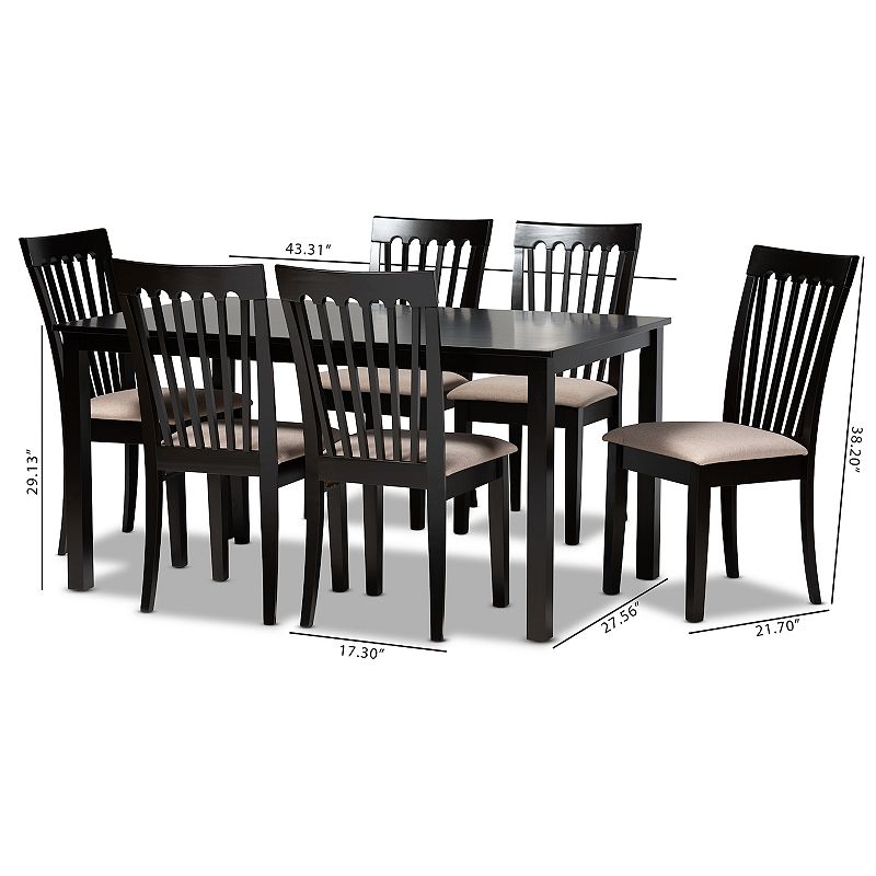 Baxton Studio Minette Dining Table 7-piece Set