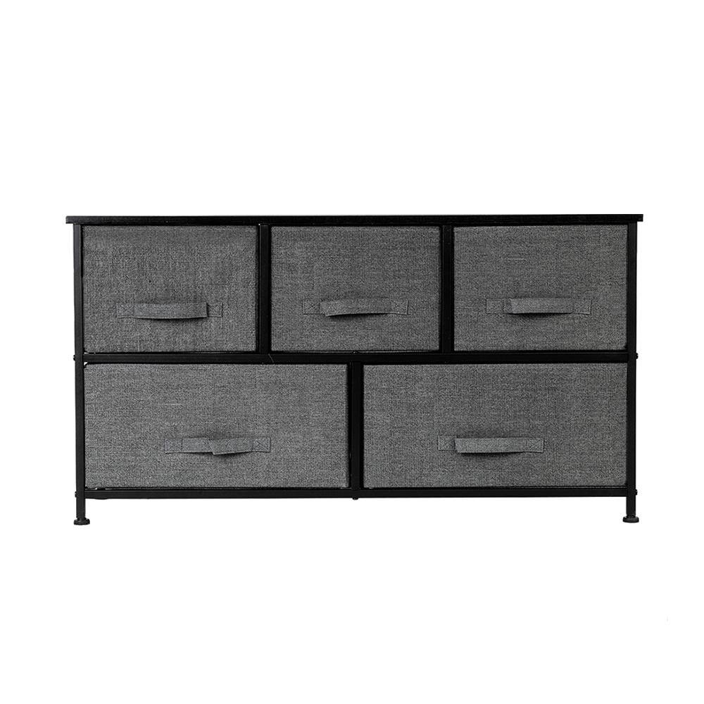 Karl home 11.42 in. W x 21.65 in. H Gray 5-Drawer Fabric Storage Chest with Gray Drawers 302992574478