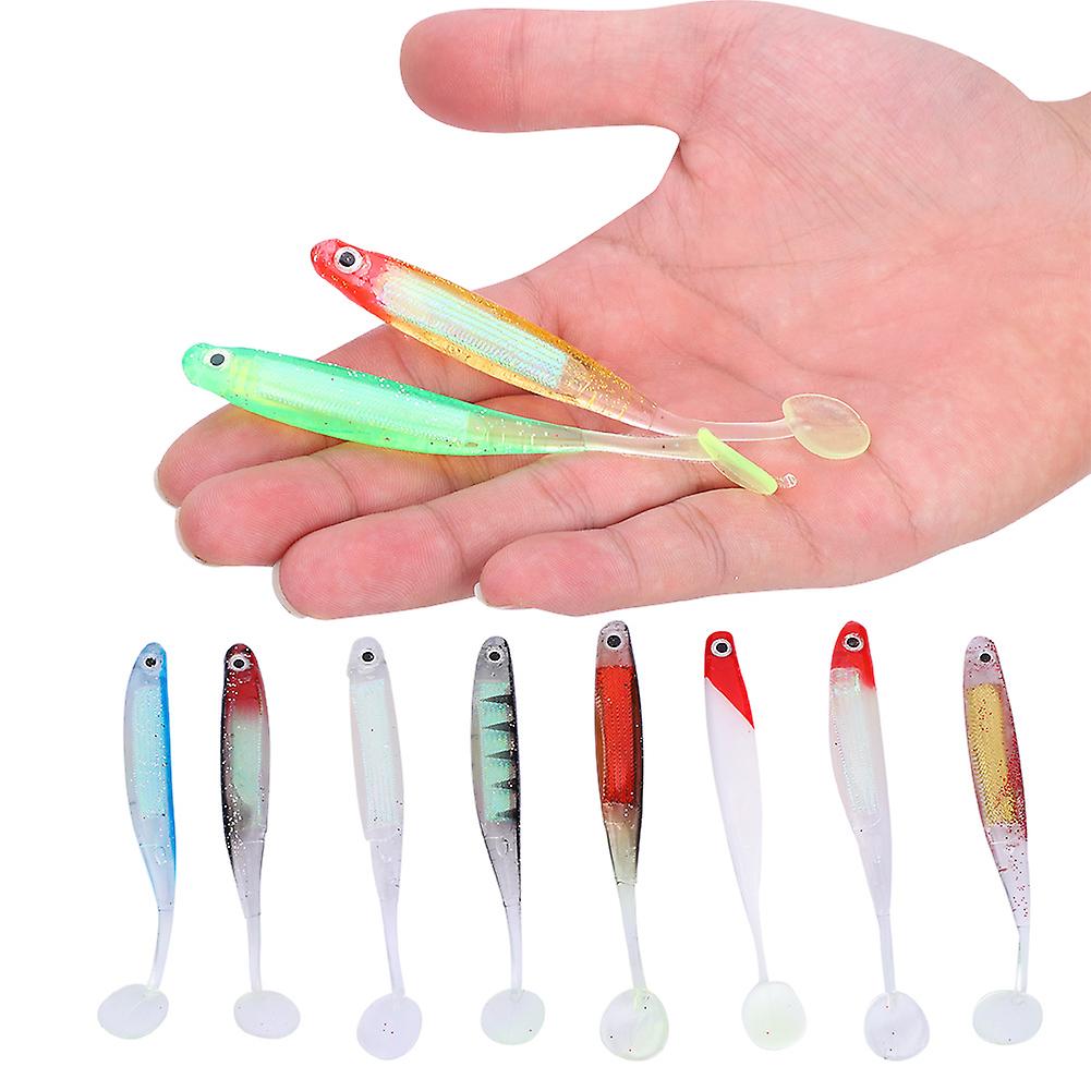 10pcs 10.5cm/5g Pvc Soft Fishing Lures Colorful 3d T Tail Baits Fisher Tackle Accessory