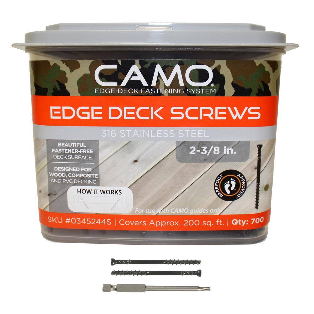 CAMO 2-38 in. 316 Stainless Steel Trimhead Deck Screw (700-Count) 0345244S