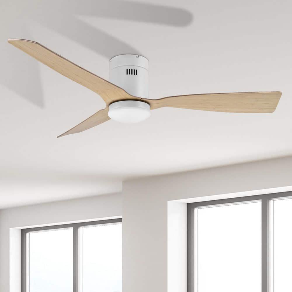 CARRO Striver 52 in Integrated LED IndoorOutdoor White Smart Ceiling Fan with Light and Remote Works with AlexaGoogle Home