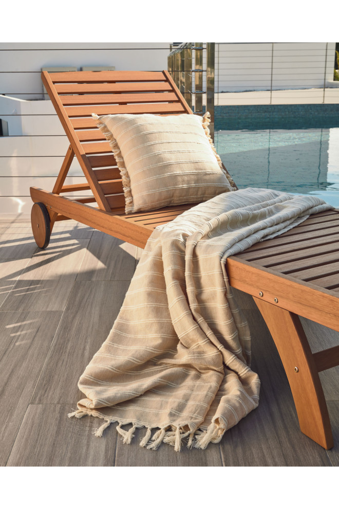 Solid Eucalyptus Wood Sun Lounger  La Forma Beila   Transitional   Outdoor Chaise Lounges   by Oroa   Eichholtz Furniture  Houzz