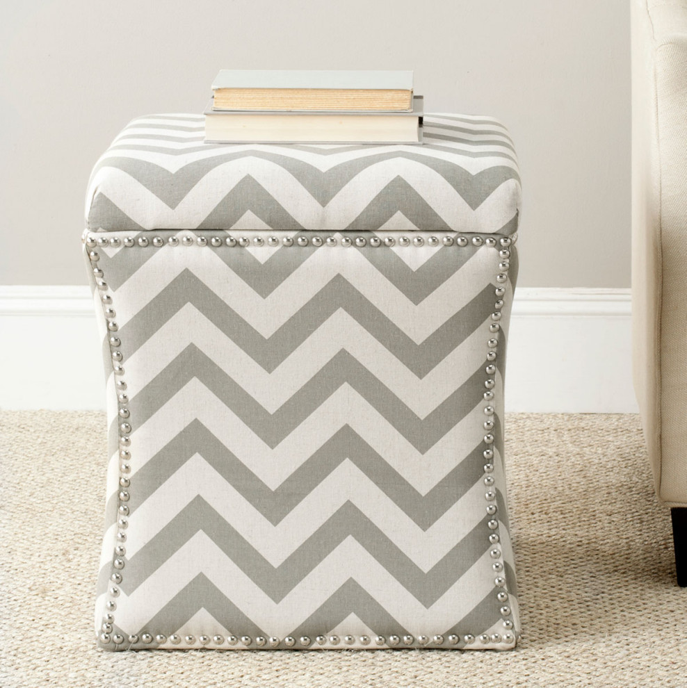 Lori Ottoman  Nail Heads Gray/Zig Zag   Transitional   Footstools And Ottomans   by Rustic Home Furniture Deco  Houzz