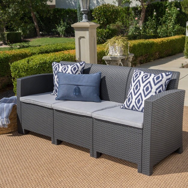 St Paul Wicker Outdoor Patio Sofa Gray Christopher Knight Home