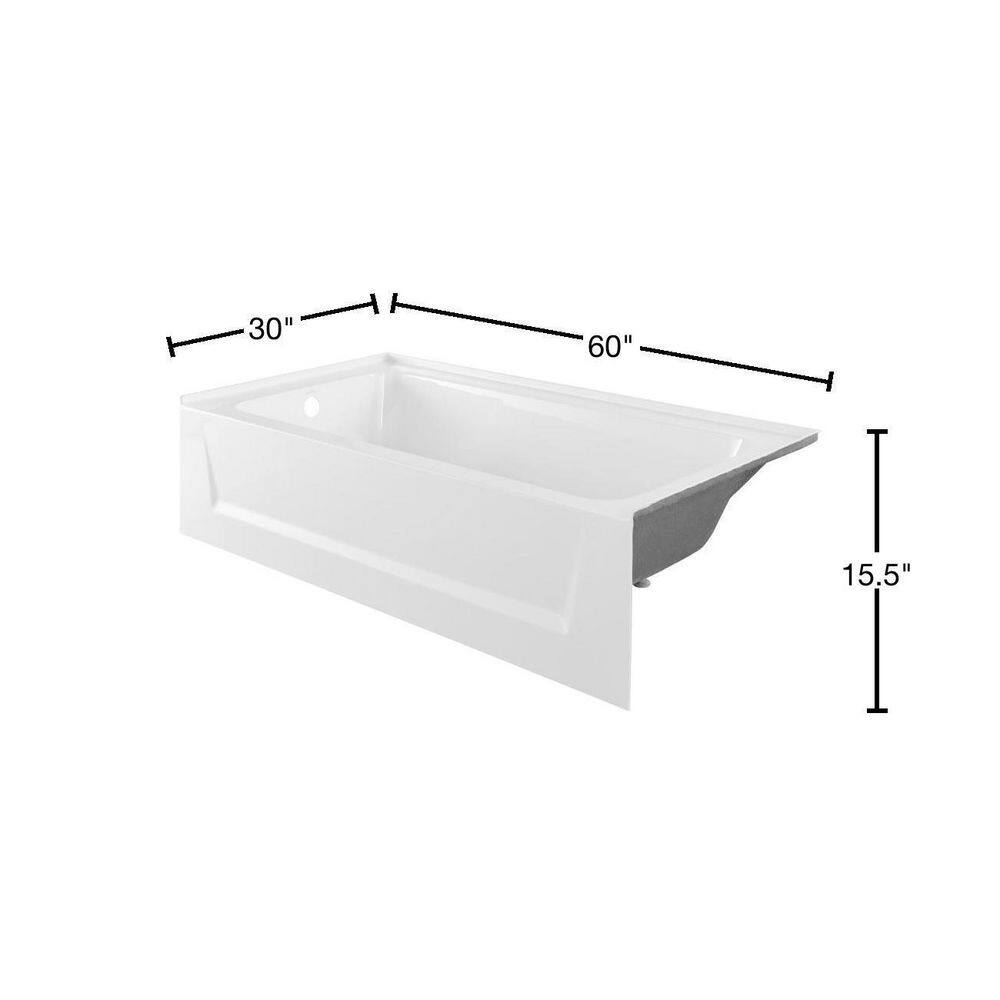 Swiss Madison Virage 60 in. x 30 in. Left-Hand Drain Rectangular Alcove Bathtub with Apron in White SM-AB580