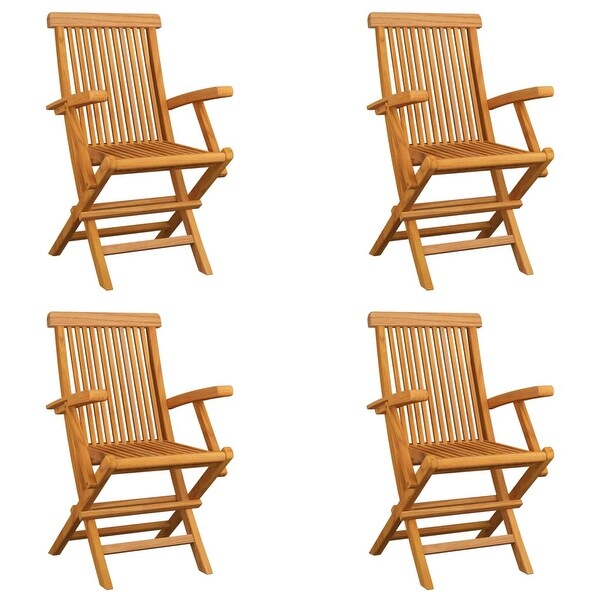 vidaXL Folding Patio Chairs 4 pcs Solid Teak Wood