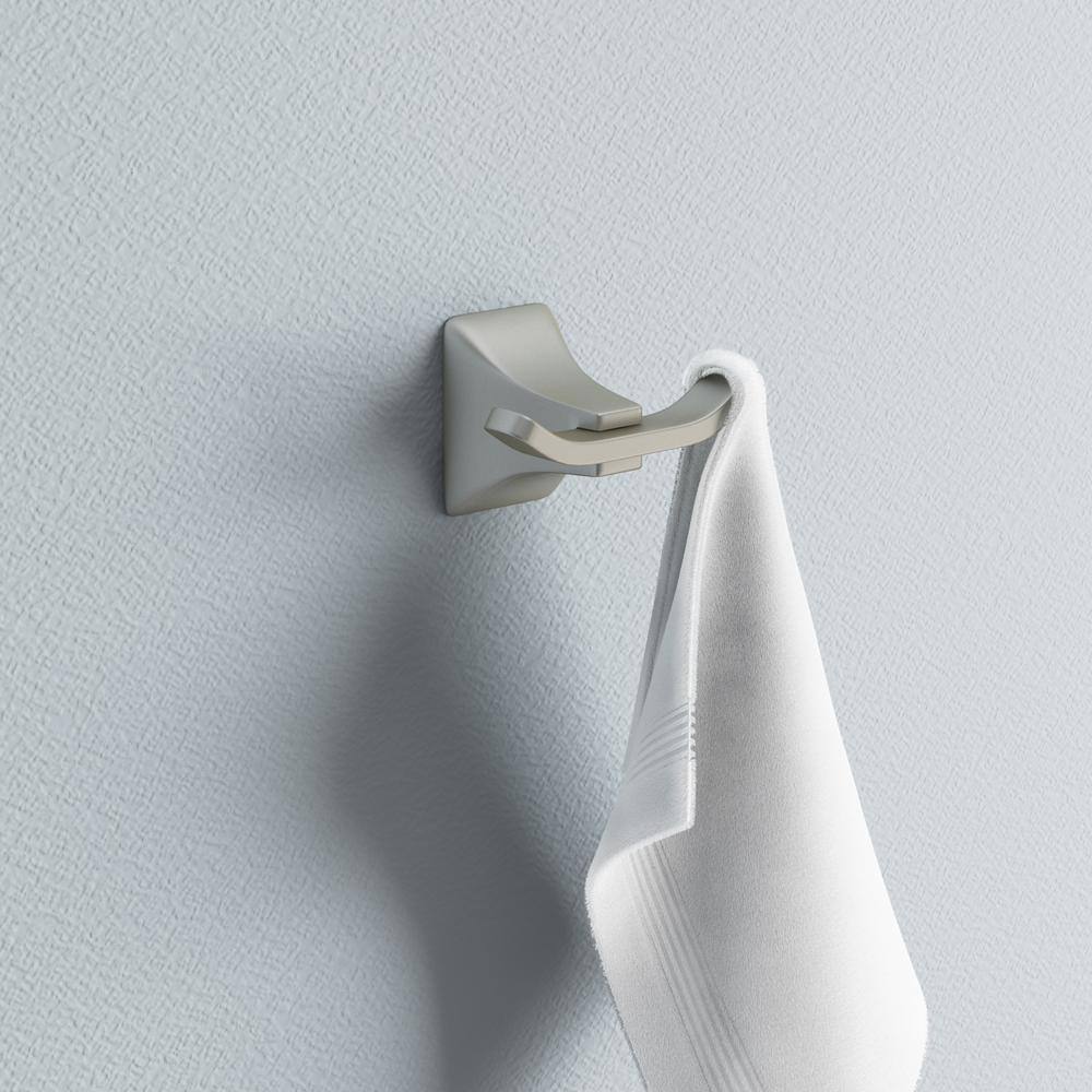 Paradise Bathworks Shangri-La Double Robe Hook in Satin Nickel 64428