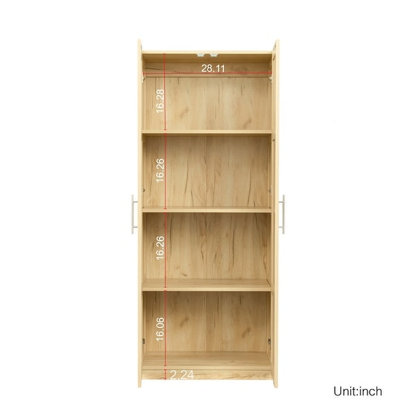 High wardrobe and kitchen cabinet with 2 doors and 3 partitions to separate 4 storage spaces - - 37010634