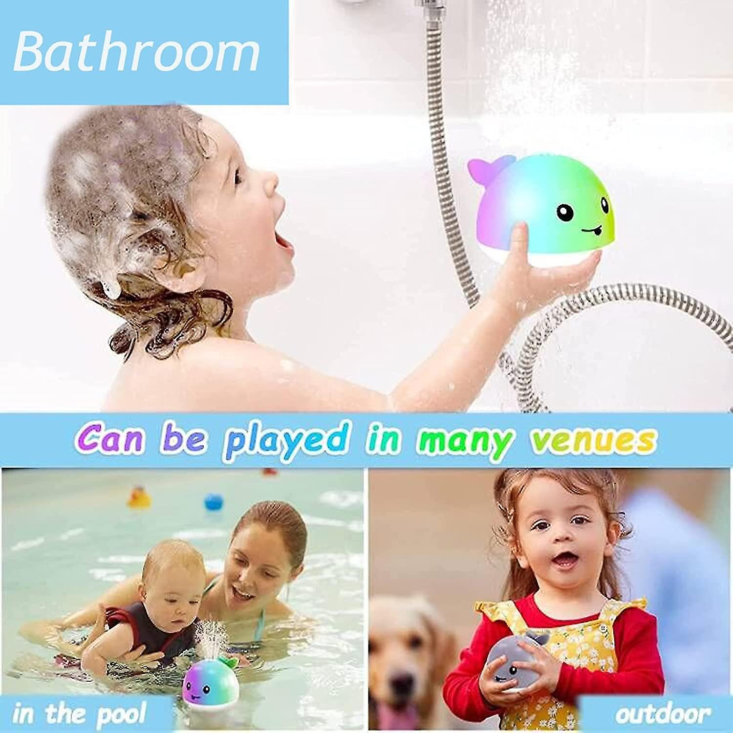 Bath Toys For Toddlers 1-3-baby Bath Toys Rechargeable Light Up Bath Toys With Double Layer Waterproof， Whale Spray Water Bathtub Toys For Toddlers In