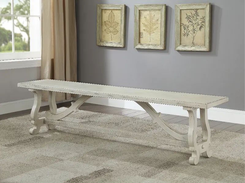 Traditional White Dining Room Bench - Orchard Park