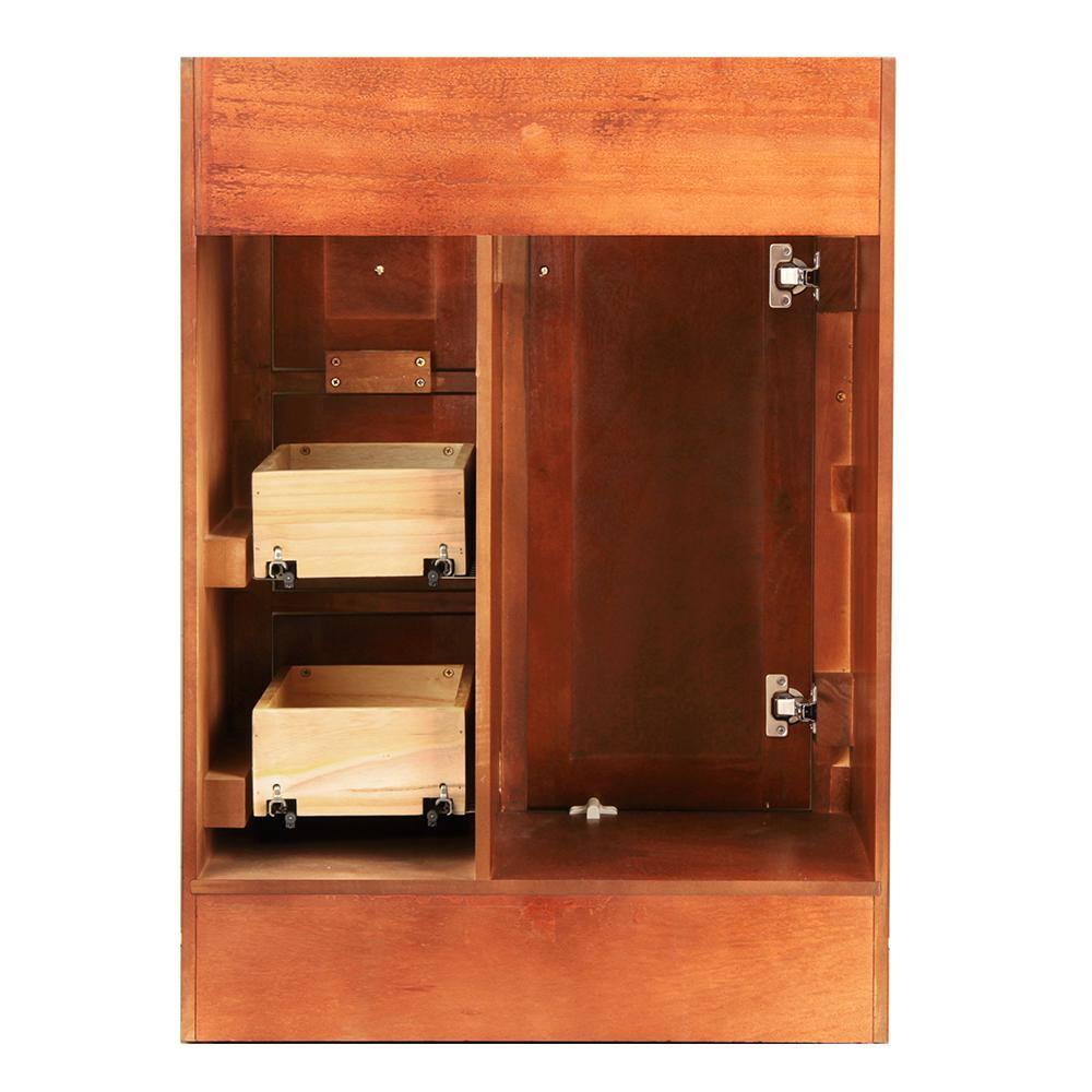 Home Decorators Collection Naples 24 in W Bath Vanity Cabinet Only in Warm Cinnamon with Right Hand Drawers