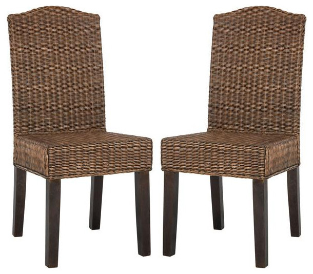 Micah 19  quotWicker Dining Chair Set of 2 Brown Multi   Tropical   Dining Chairs   by Virgil Stanis Design  Houzz