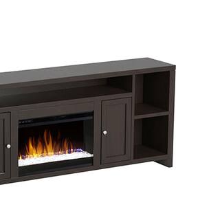 Bridgevine Home 84 in. Fully Assembled Mocha TV Stand with Electric Fireplace Fits TV's up to 90 in. UL5284.MOC