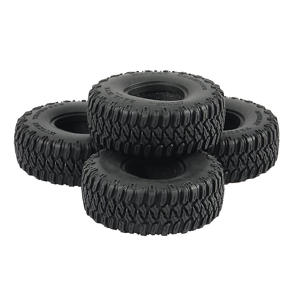 4pcs 95mm 1.55 Inch Metal Beadlock Wheel Rim Tires Set For 1/10 Rc Crawler Car Axial Jr Cc01，black