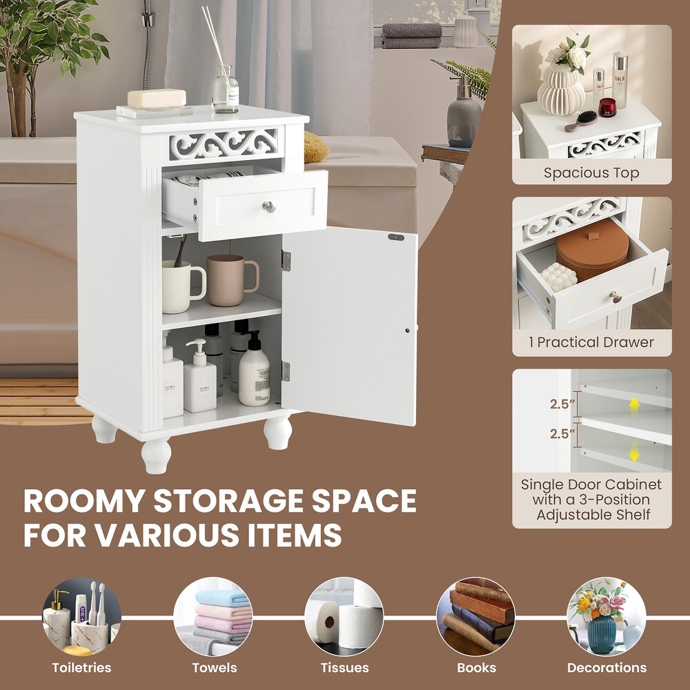 Costway Bathroom Floor Cabinet Side Storage Organizer with 1 Drawer     See Details