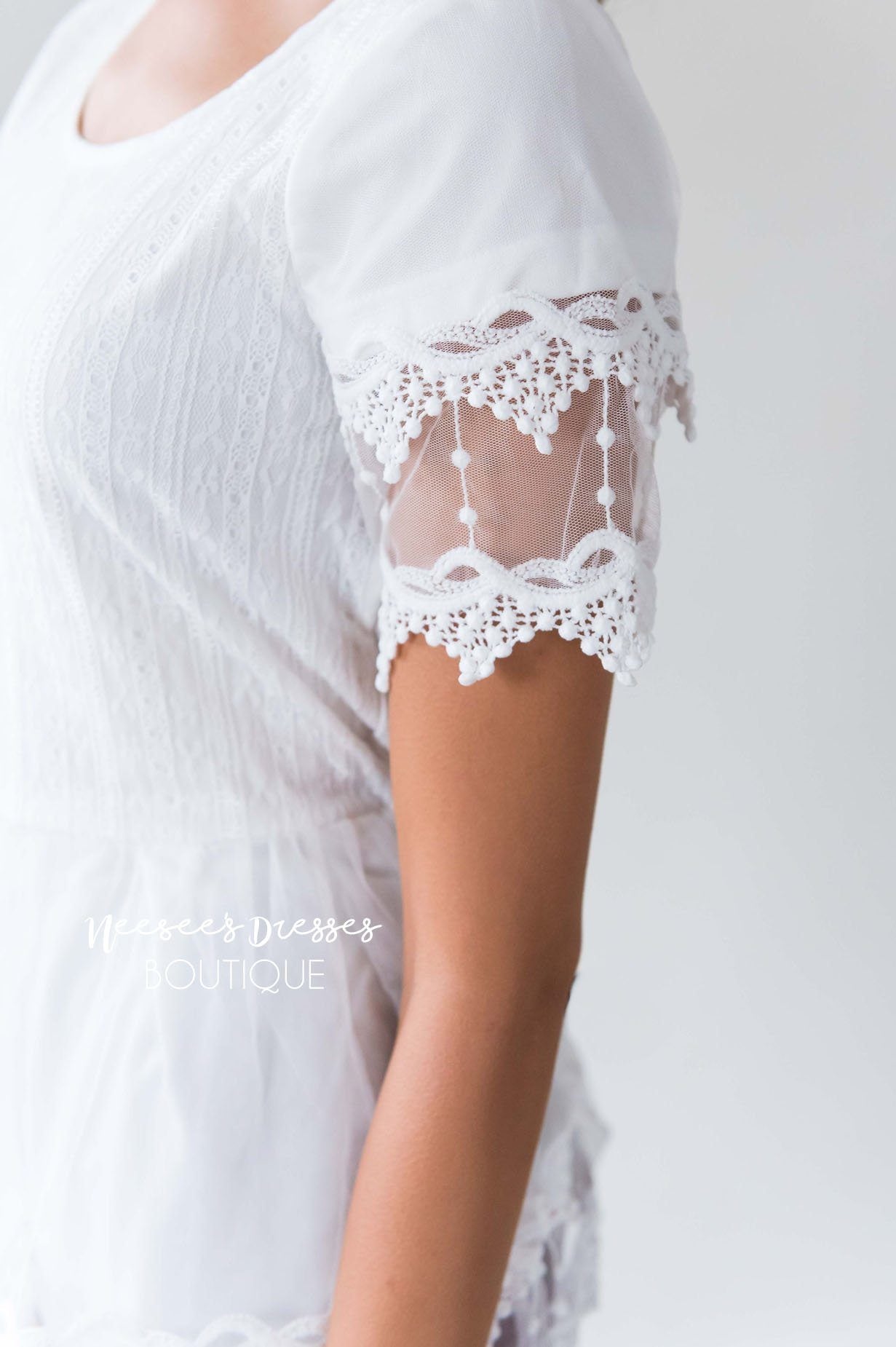 Scallop Lace Tulle Peplum Blouse