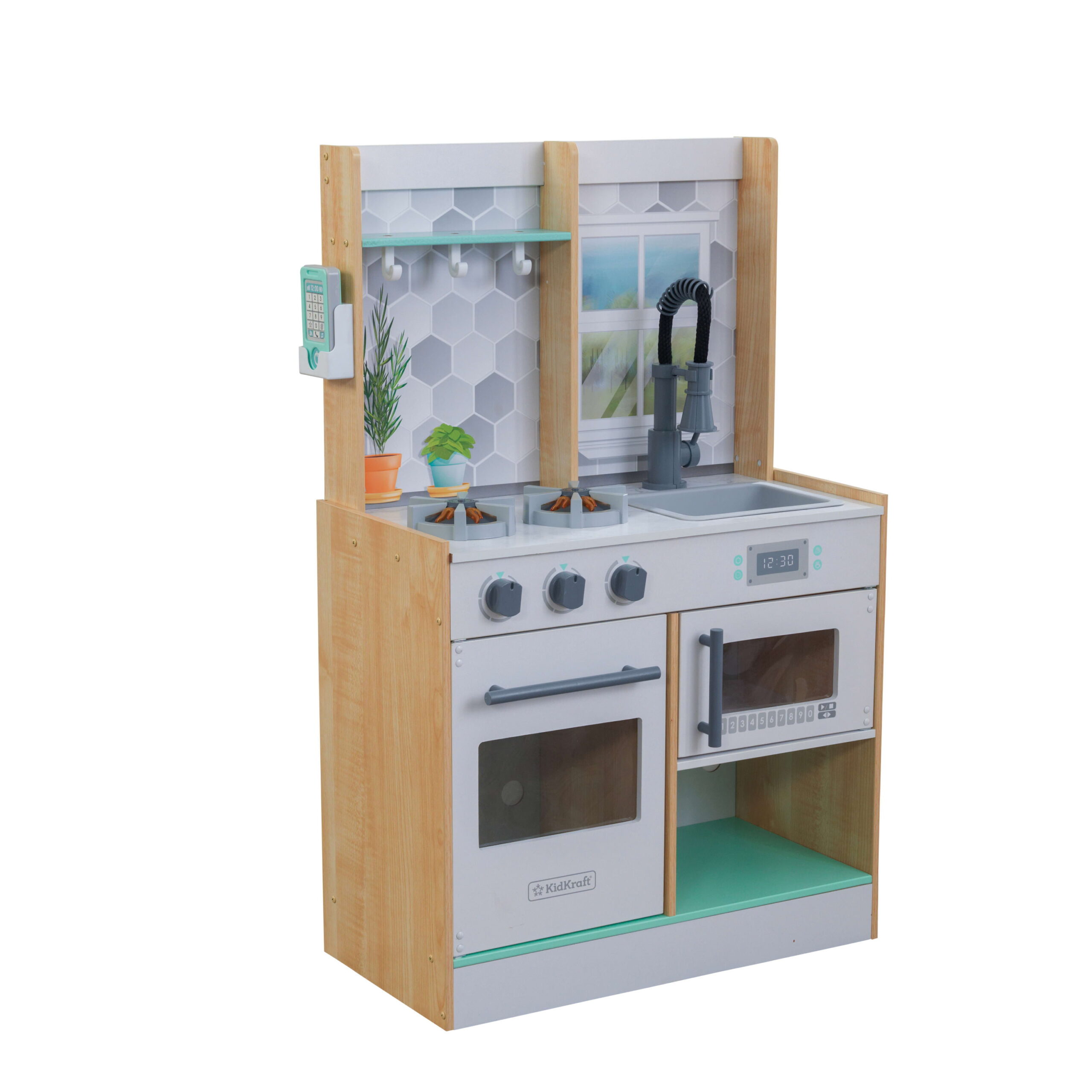 KidKraft Let's Cook Wooden Play Kitchen - Natural with 1 Piece Accessory Play Set