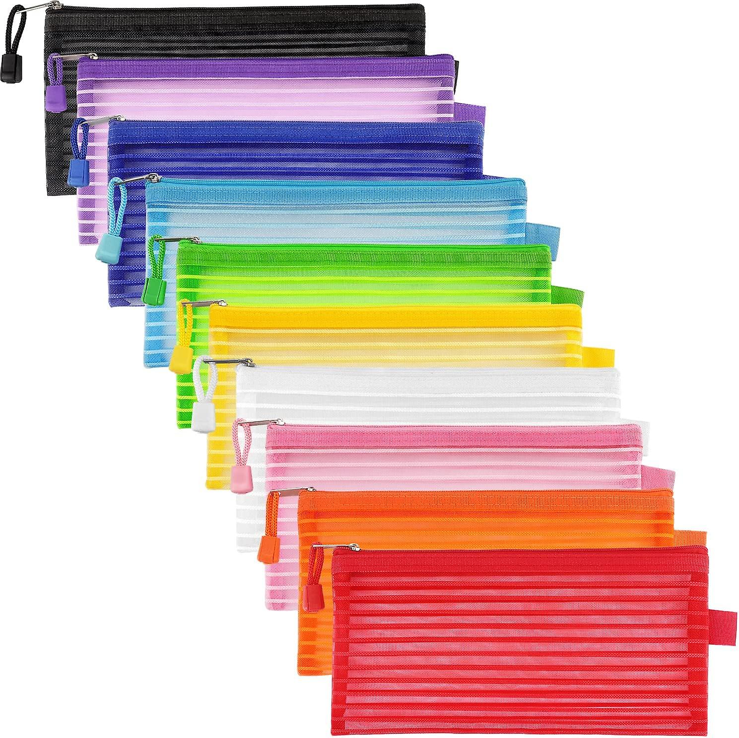 10 Pack Zipper Mesh Pouch Pencil Pouch Multicolor Pen Bag Multipurpose For Office Supplies Travel Storage Bags， 10 Colors