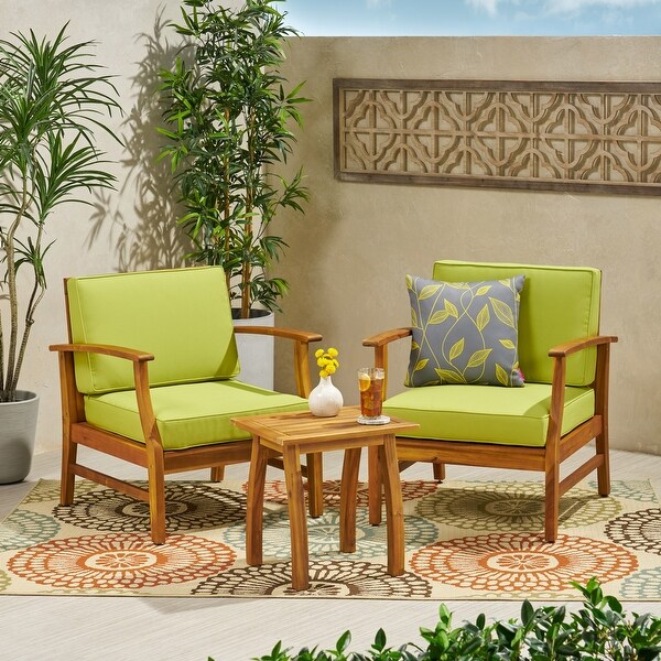 Perla Outdoor Acacia Cushioned 3piece Chat Set by Christopher Knight Home