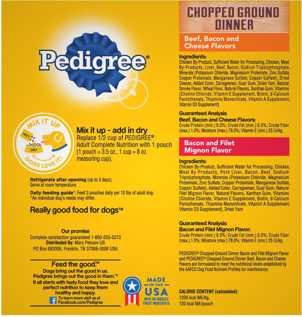 Pedigree Chopped Ground Dinner Variety Pack Featuring Bacon Wet Dog Food