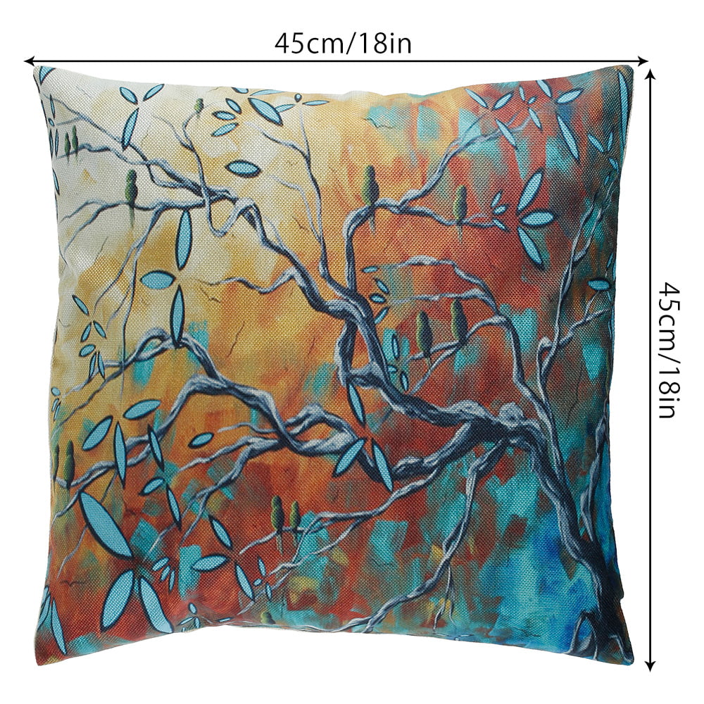 Fyeme 4 Pack Birds Throw Pillow Covers Spring Bird Paintings Pillow Case, Birds Stand on the Tree Branches Decorative Cushion Cases Home Decor for Couch Bed Sofa