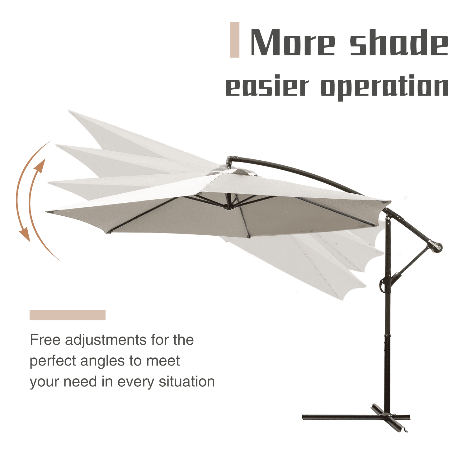 Lacoo10-Foot Offset Hanging Polyester Market Outdoor Patio Umbrella with Steel Frame and Easy Tilt,Beige