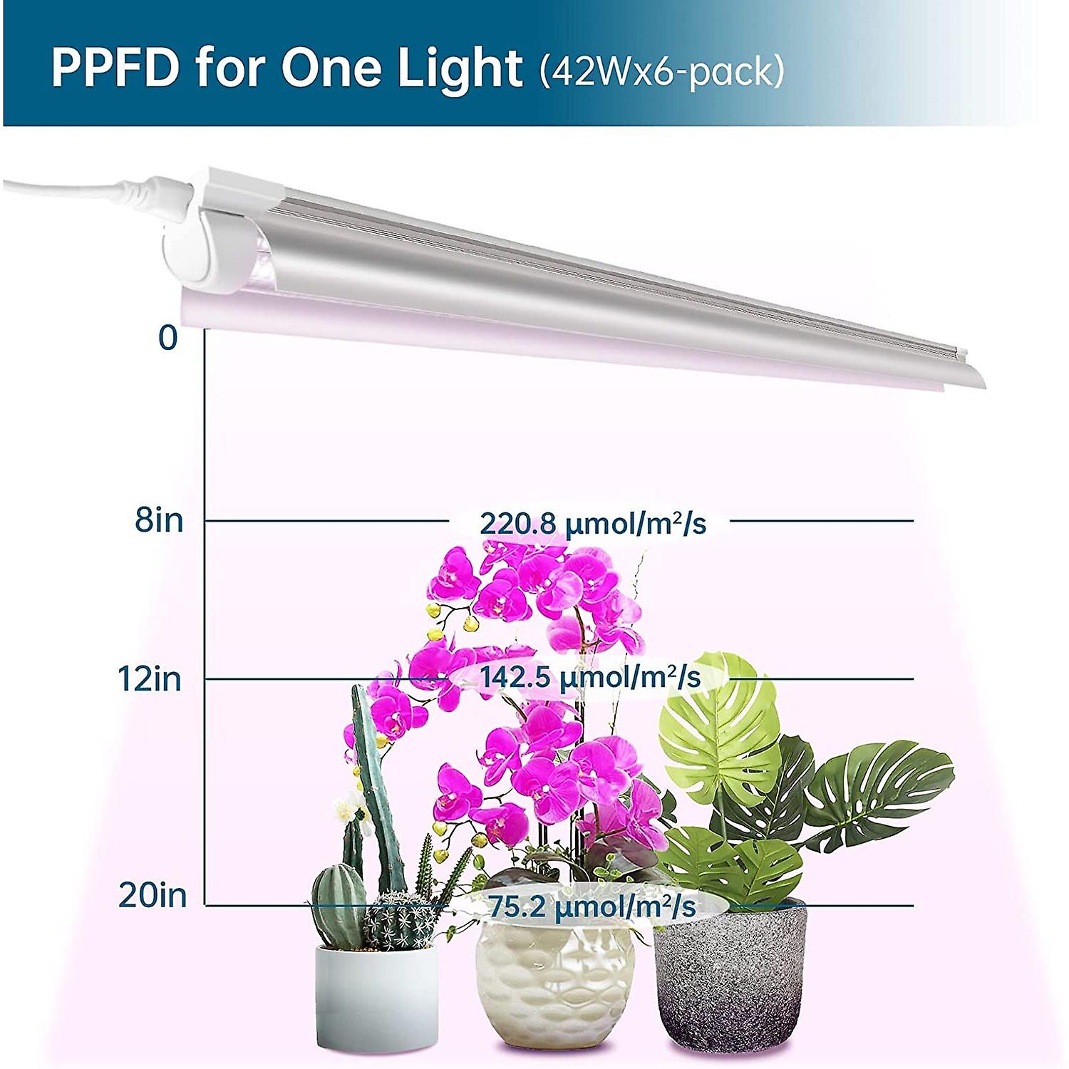 Plant Grow Light， 252w(6 X 42w， 1400w Equivalent)， Full Spectrum， Led Grow Light Strips， T8 Integrated Growing Lamp Fixture， Grow Shop Light， With On/