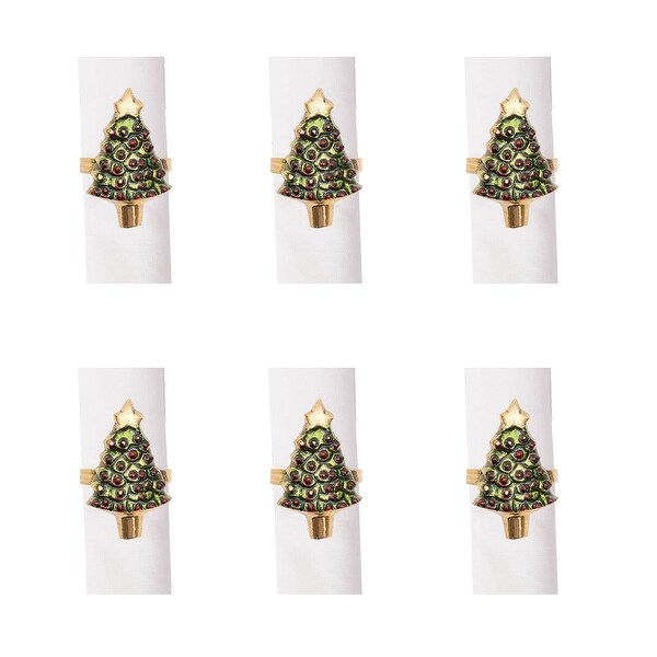 Painted Tree Napkin Ring Set of 6