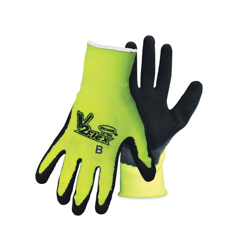 Boss V2 Flexi Grip Men\u0027s Indoor/Outdoor Hi-Viz Gloves Black/Green S 1 pair