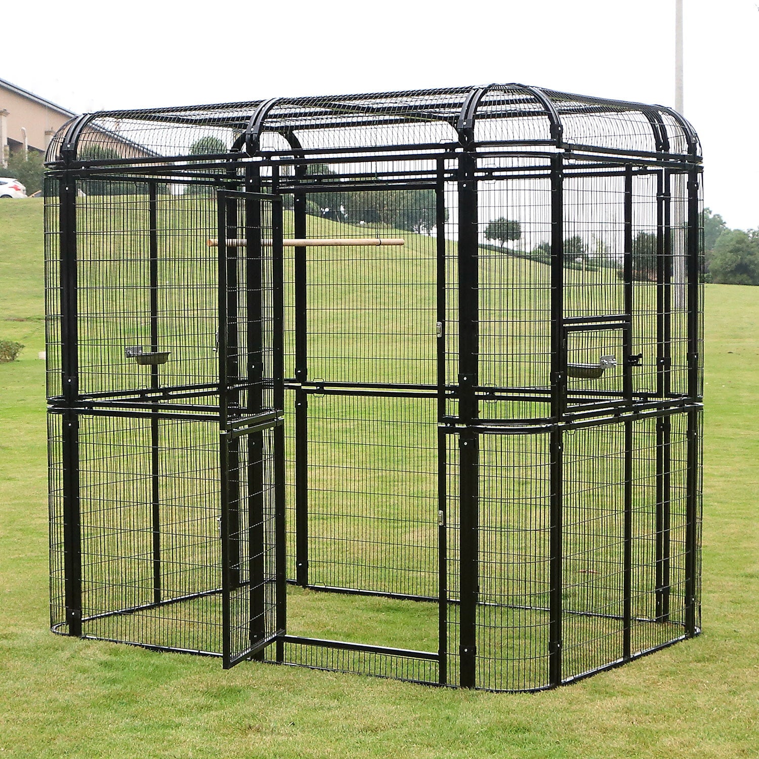 Walnest Outdoor Extra Large Bird Aviary Silver Black Large Parrots Cages Featuring Play Stand Perches Nest Habitat Garden