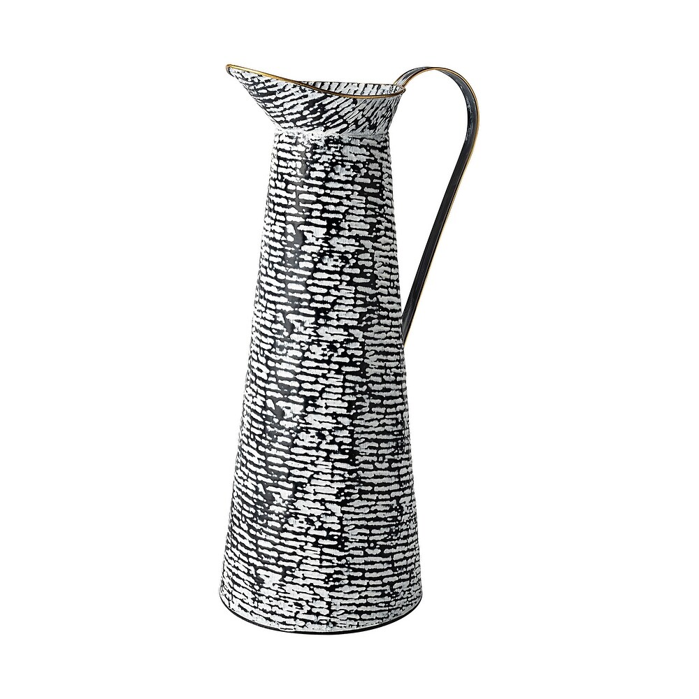 Colette Large Black   White Metal Patterned Vase