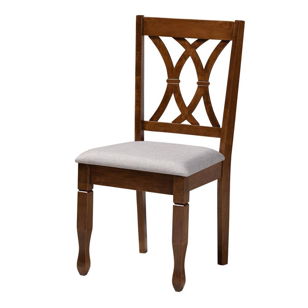 Baxton Studio Augustine Grey and Walnut Brown Fabric Dining Chair (Set of 4) 165-9882-HD