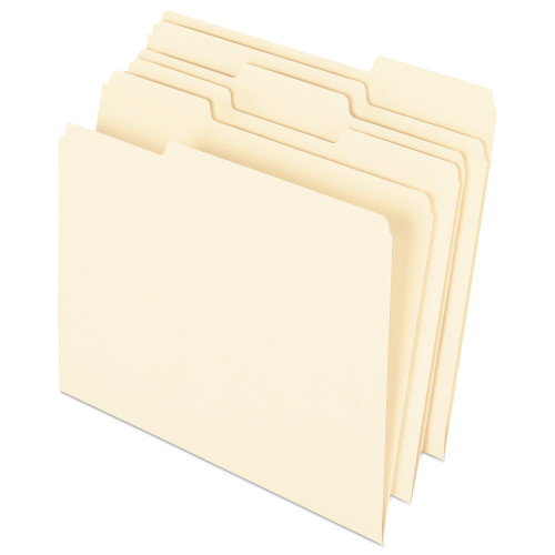 Pendaflex Earthwise by 100% Recycled Manila File Folders， 1/3-Cut Tabs， Letter Size， 100/Box (74520)