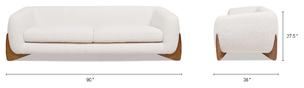 Alpine 90 quotSherpa Sofa Ivory White Boucle   Midcentury   Sofas   by Jennifer Taylor Home  Houzz