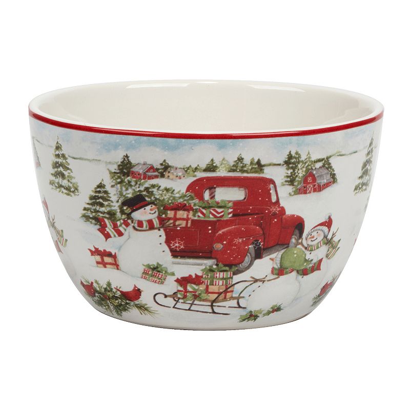 Certified International Red Truck Snowman 4-pc. Ice Cream Bowl Set