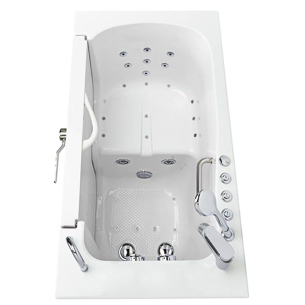 Ella Wheelchair Transfer32 52 in. Acrylic Walk-In Whirlpool and Air Bath Bathtub in White Fast Fill Faucet Right Dual Drain OLA3252D-R-2P