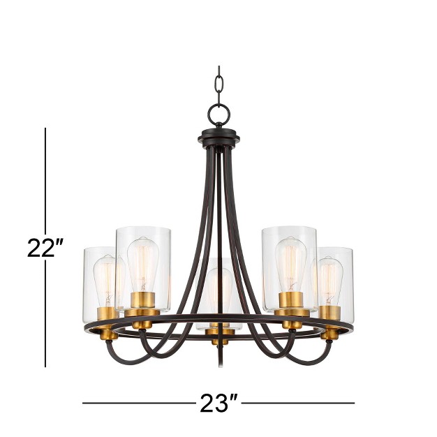 Wide Rustic Clear Glass 5 light Fixture For Dining Room House Foyer Kitchen Island