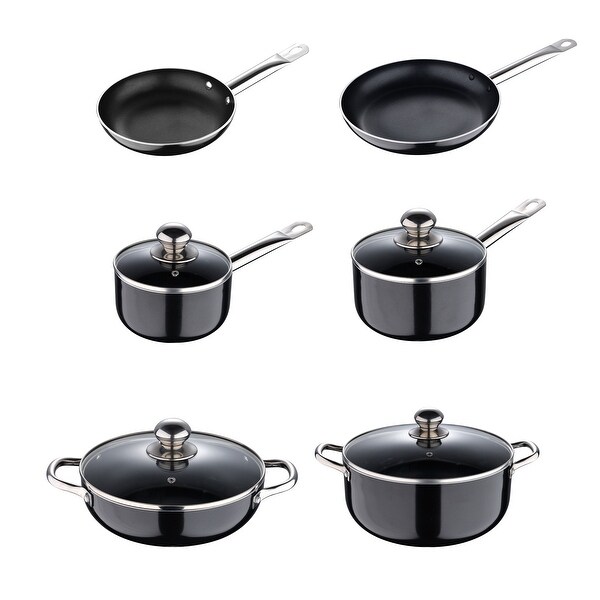 Bergner 10-Piece Non-Stick Aluminum Cookware Set， Black
