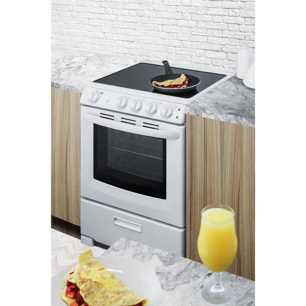 Summit Appliance 24 in. 2.9 cu. ft. Slide-In Electric Range in White REX2421WRT