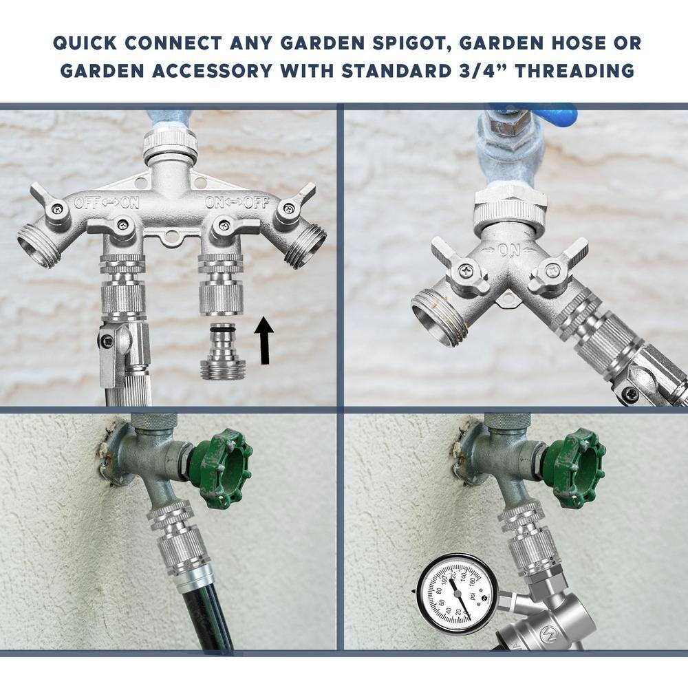 Morvat 34 in. Nickel Plated Brass Source Quick ConnectDisconnect Garden Hose Fittings Female and Male Connections (6-Sets) MOR-NP-SQCONNECTOR-6-A