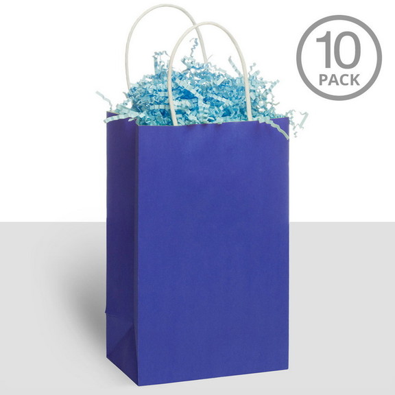 Amscan 261390 Kraft Handle Bags Blue (10 Pack)   N...